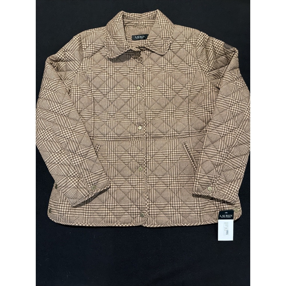 Lauren Ralph Lauren Houndstooth Button Camel/Cognac Women's Size Large